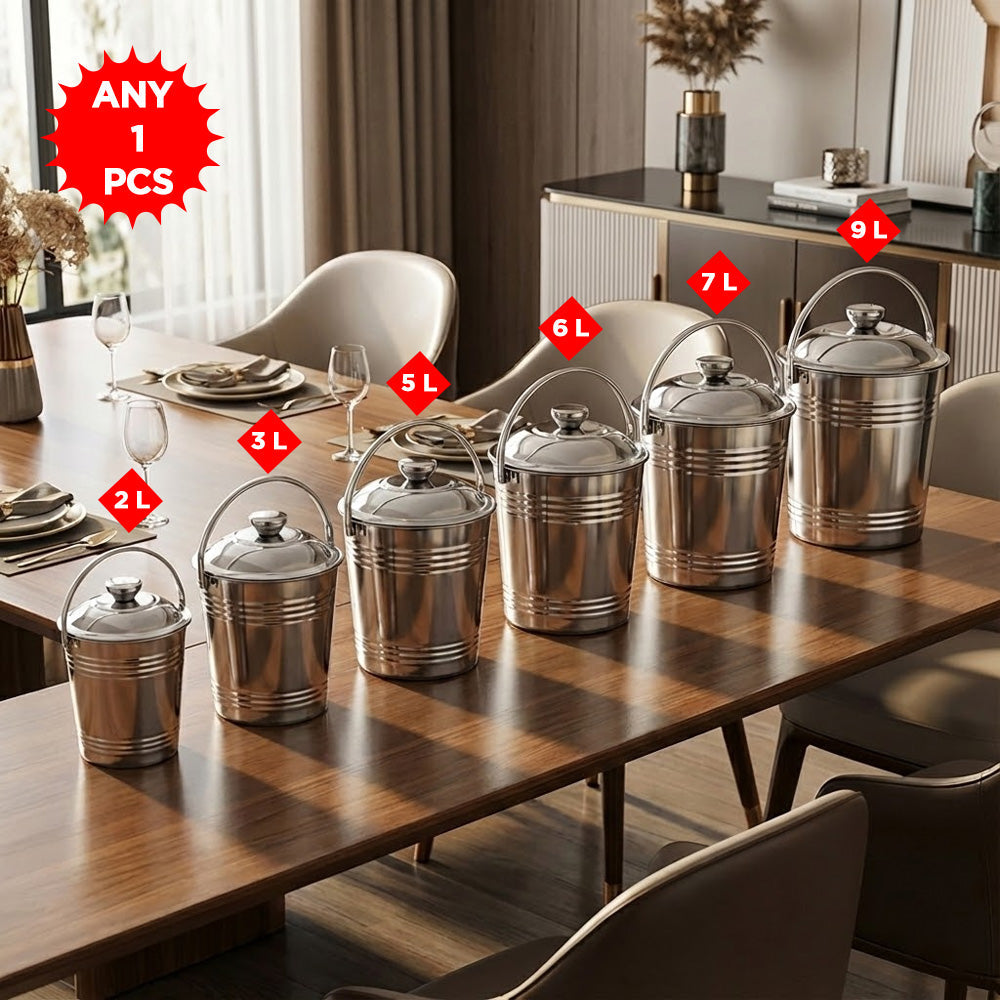 دلو تخزين بغطاء ومقبض