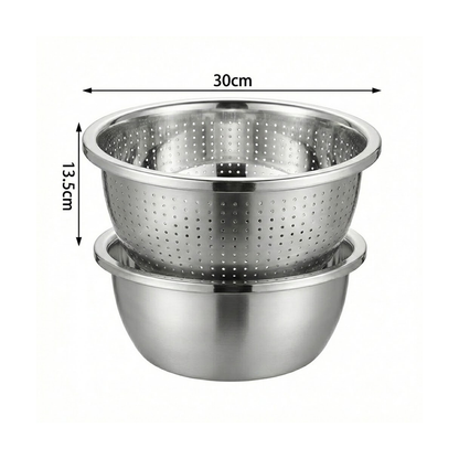 طقم مصفاة ووعاء ستانلس ستيل