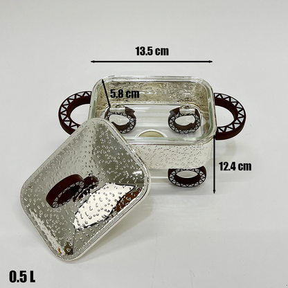 سخان طعام زجاجي مستطيل صغير 0.5 لتر