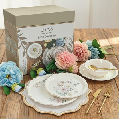 طقم أطباق مائدة فاخر 24 قطعة