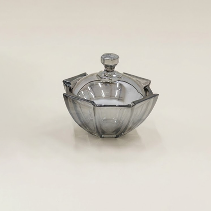 وعاء تقديم زجاجي بغطاء شفاف