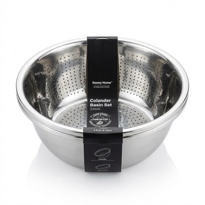 طقم مصفاة ووعاء ستانلس ستيل