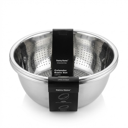 طقم مصفاة ووعاء ستانلس ستيل