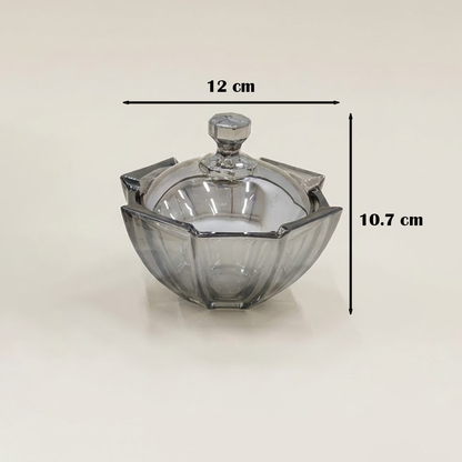 وعاء تقديم زجاجي بغطاء شفاف
