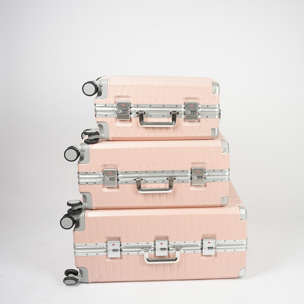 حقيبة سفر بإطار من الألومنيوم مع قفل إدارة أمن النقل، 3 قطع