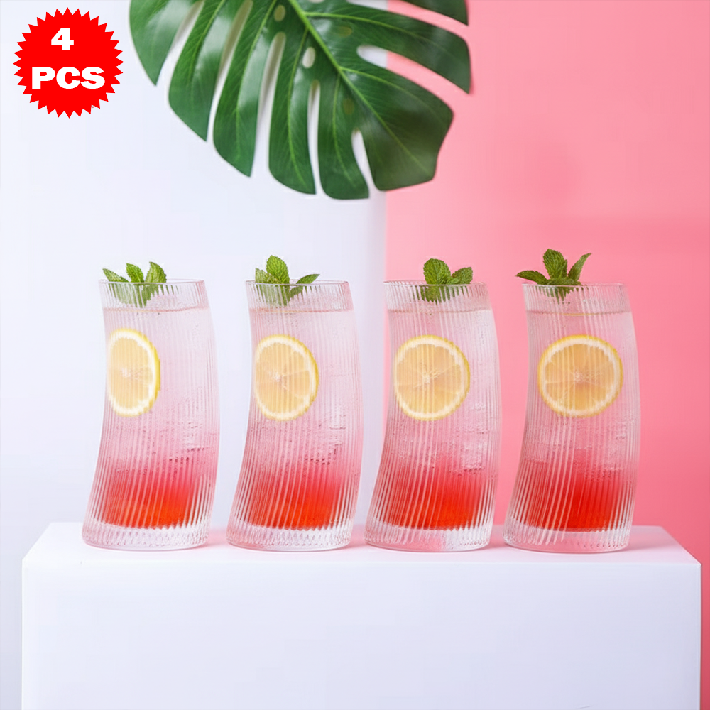 طقم أكواب زجاجية شفافة 4 قطع (500 مل)