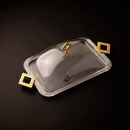 طبق تقديم كيك بغطاء وسط