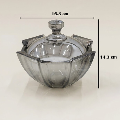 وعاء تقديم زجاجي بغطاء شفاف
