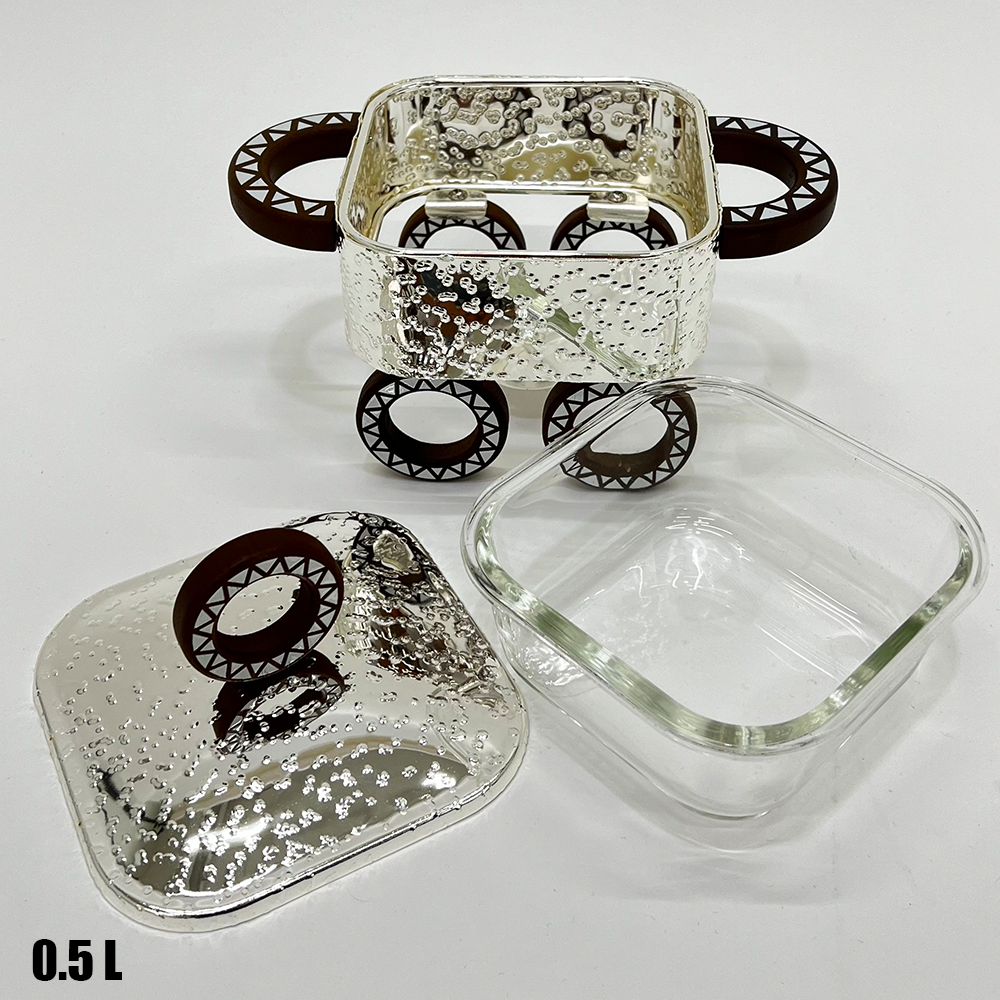 سخان طعام زجاجي مربع صغير 0.5 لتر