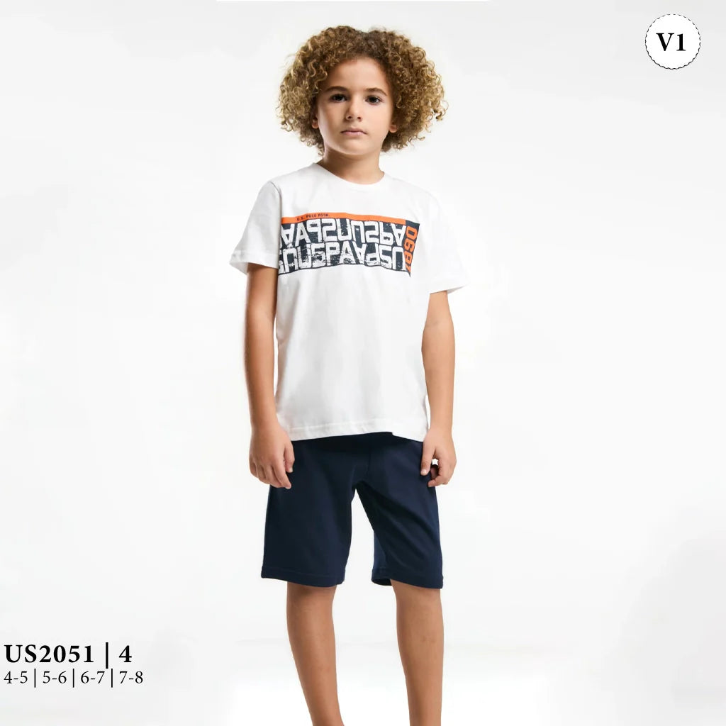 طقم ولادى بكنزة مطبوعة