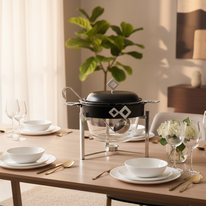 طقم سخان حساء زجاجي