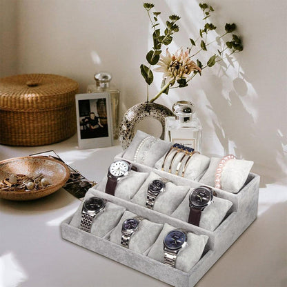 صندوق مع حامل مخمل للأساور والساعات 3 طبقات