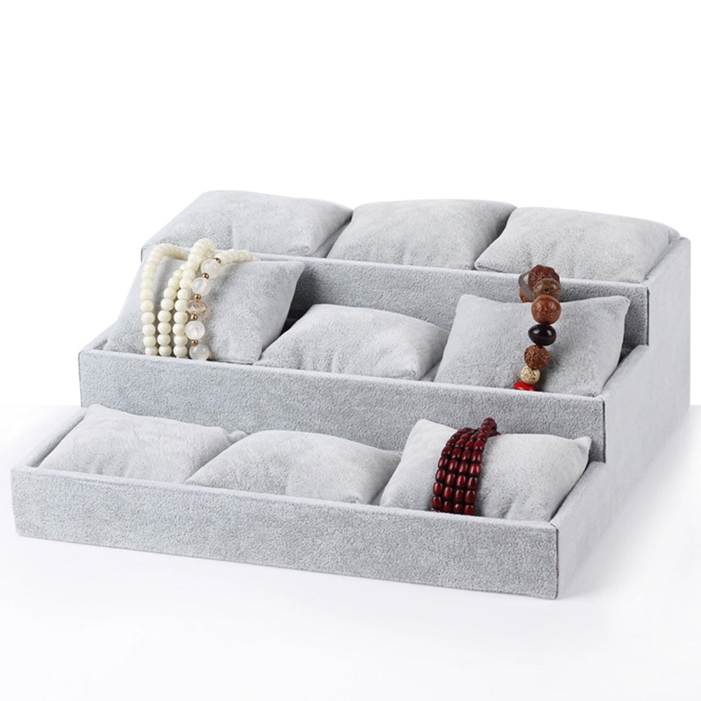 صندوق مع حامل مخمل للأساور والساعات 3 طبقات
