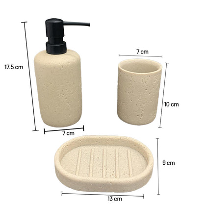 طقم حمام دائري بنقشة حجرية