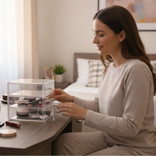 منظم مكياج أكريليك شفاف بثلاثة أدراج