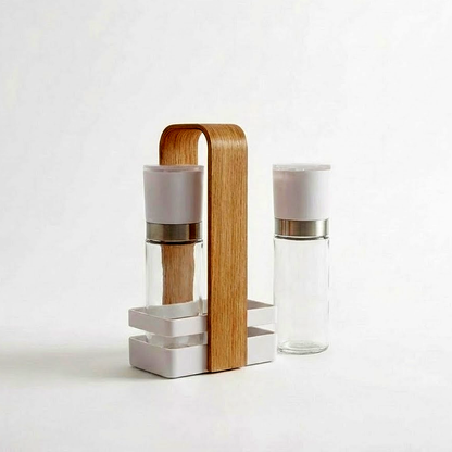 حامل توابل مع 2 عبوات زجاجية