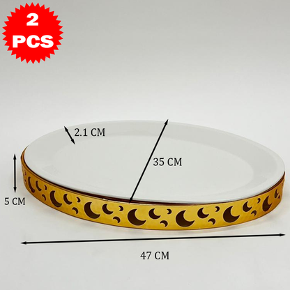 47x35 طبق تقديم كبير مع حامل معدني