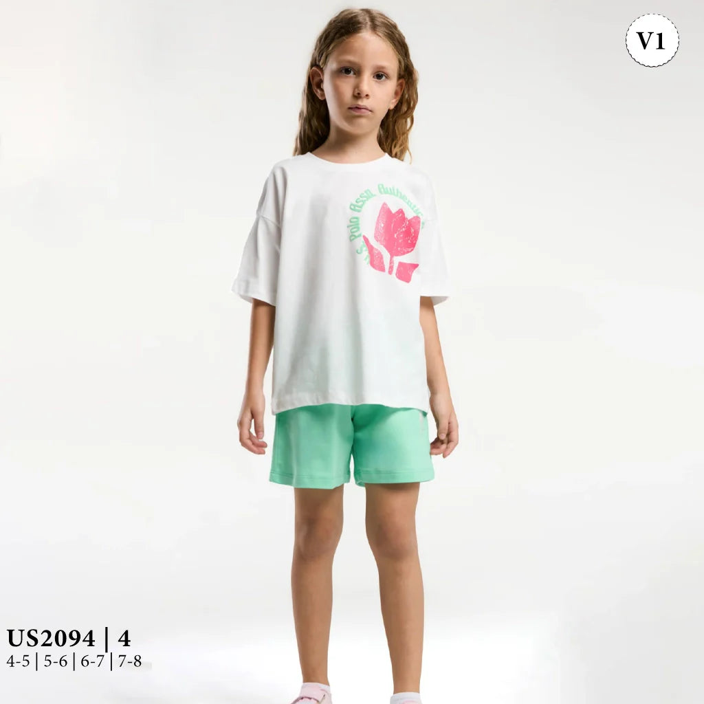 طقم بناتى بطبعة زهرة