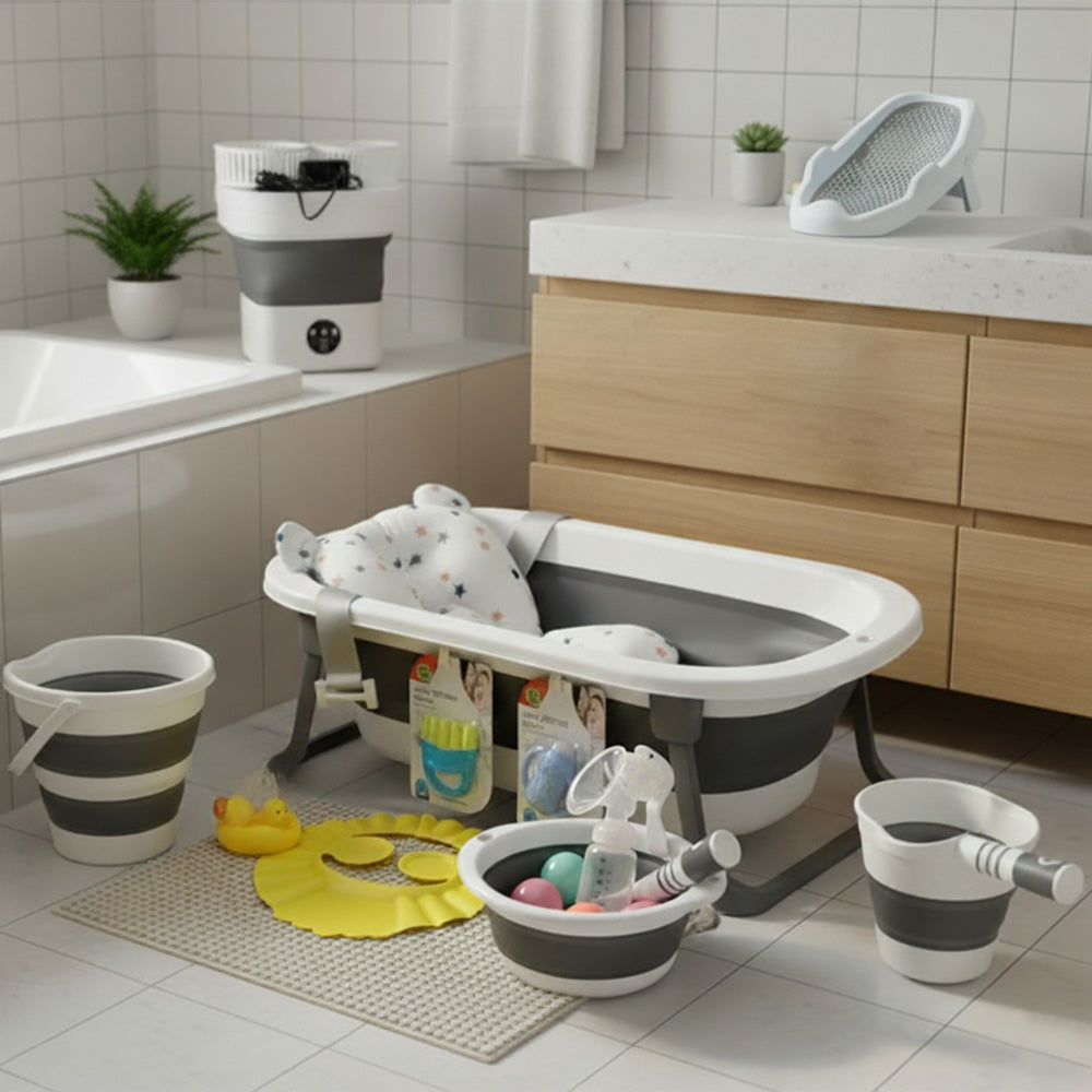 مجموعة حوض استحمام قابل للطي