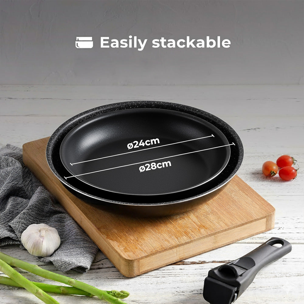 طقم مقلاة بمقبض قابل للفصل