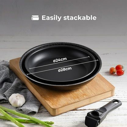 طقم مقلاة بمقبض قابل للفصل