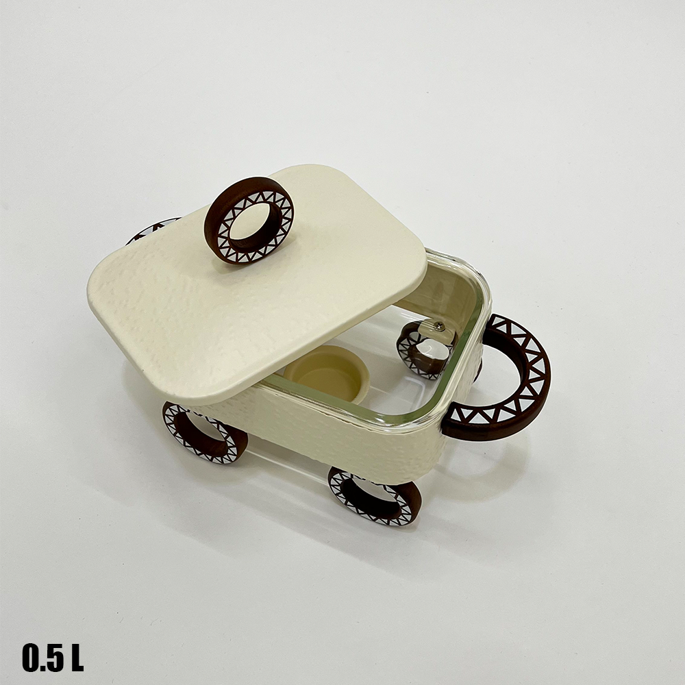 سخان طعام زجاجي مستطيل صغير 0.5 لتر