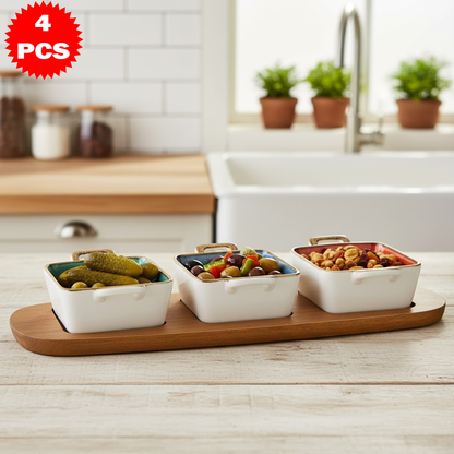 طقم تقديم وصينية خشبية