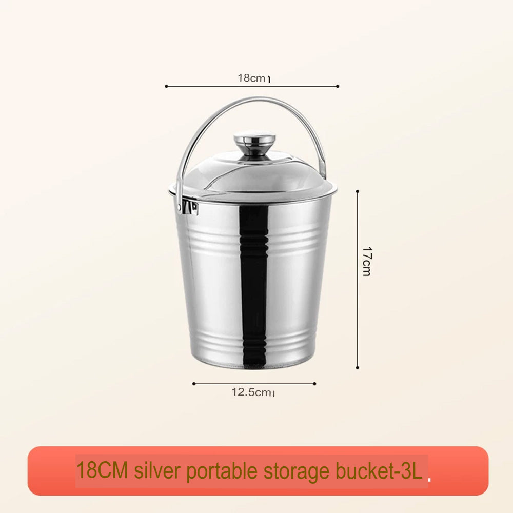 دلو تخزين بغطاء ومقبض