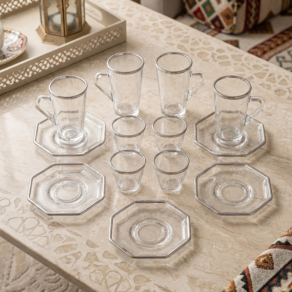 طقم استكانة وفنجان 18قطعة