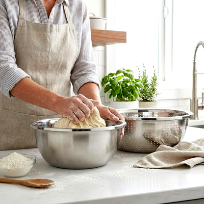 طقم مصفاة ووعاء ستانلس ستيل