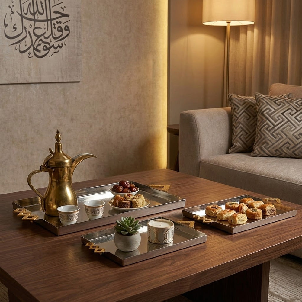 طقم صواني تقديم 3 قطع فاخر