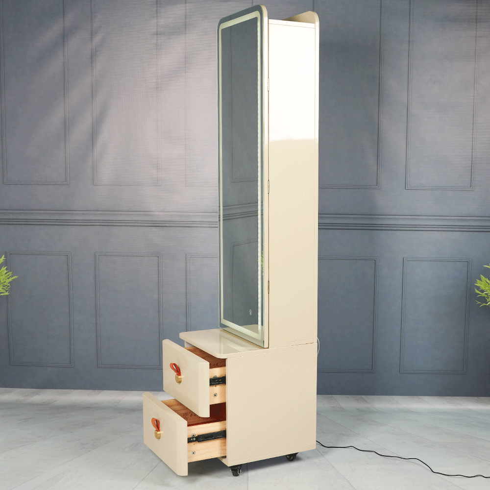 خزانة مع علاقات وأرفف وأدراج