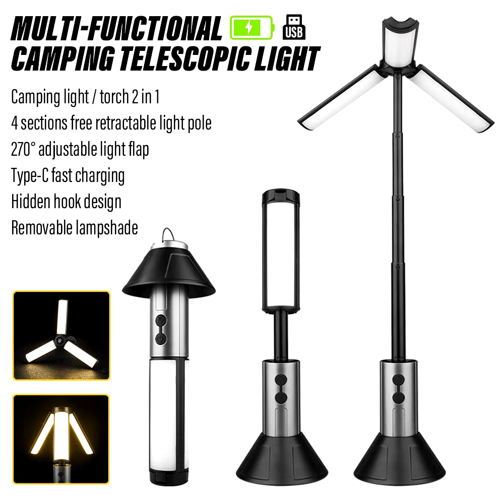مصباح تخييم يدوي متعدد الوظائف