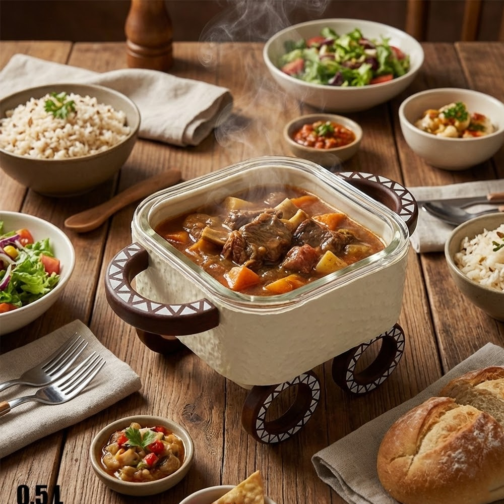 سخان طعام زجاجي مربع صغير 0.5 لتر