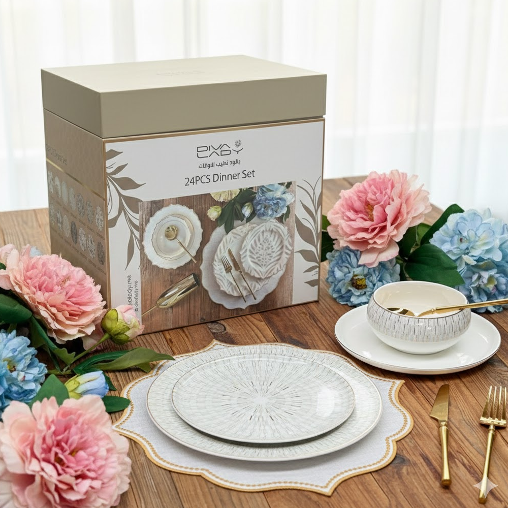 طقم أطباق مائدة فاخر 24 قطعة