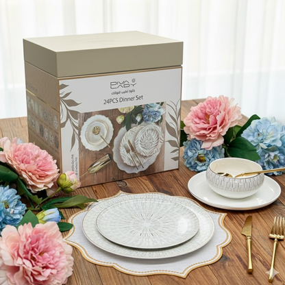 طقم أطباق مائدة فاخر 24 قطعة