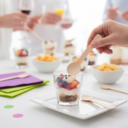 ملاعق خشبية للاستخدام مرة واحدة (100 قطعة)