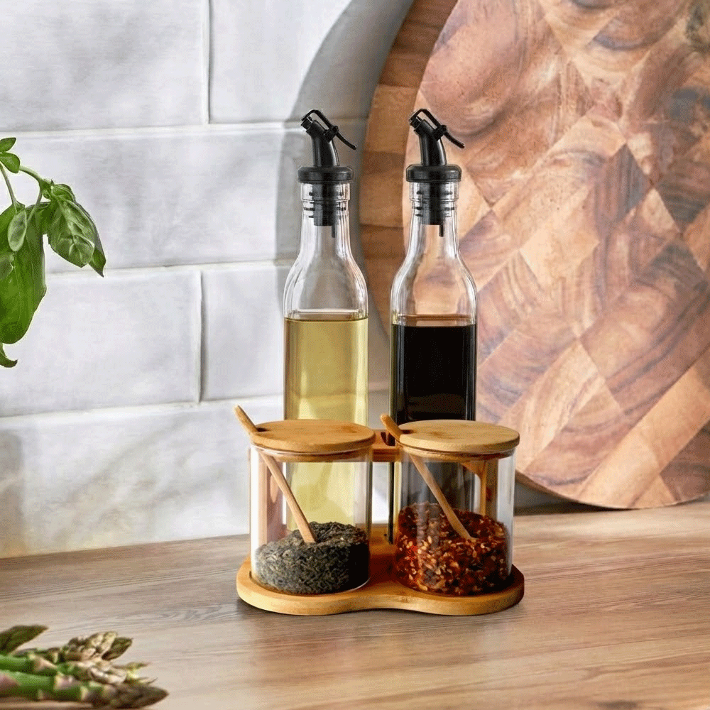 مجموعة توابل زجاجية 4 قطع