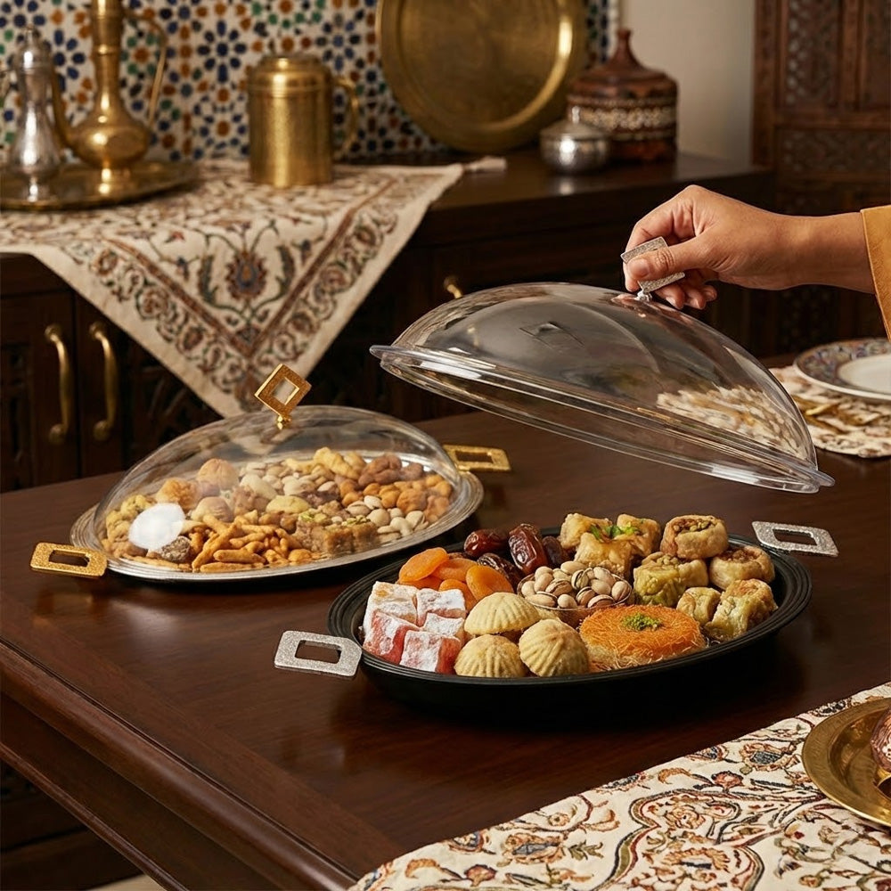 صينية تقديم بغطاء مقبب - وسط