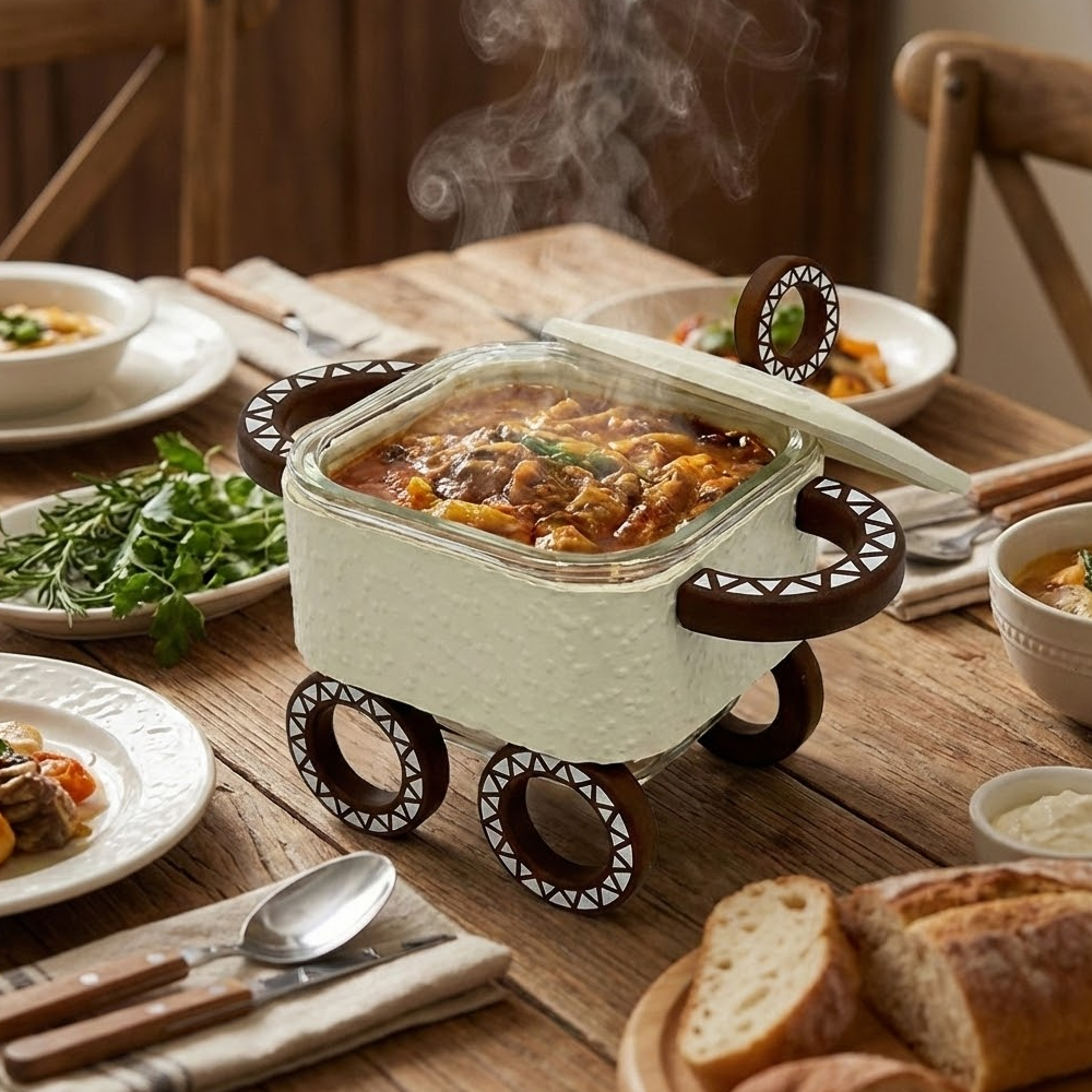 سخان طعام زجاجي مربع صغير 0.5 لتر