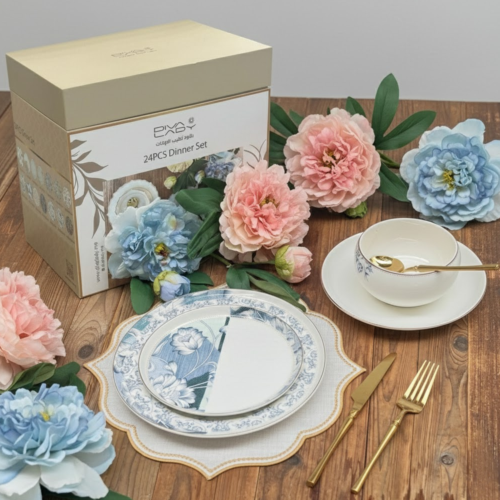 طقم أطباق مائدة فاخر 24 قطعة