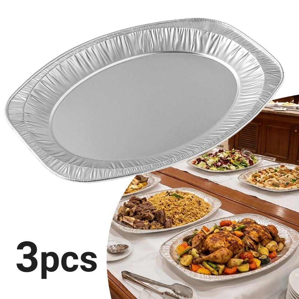 طبق تقديم ألمنيوم بيضاوي