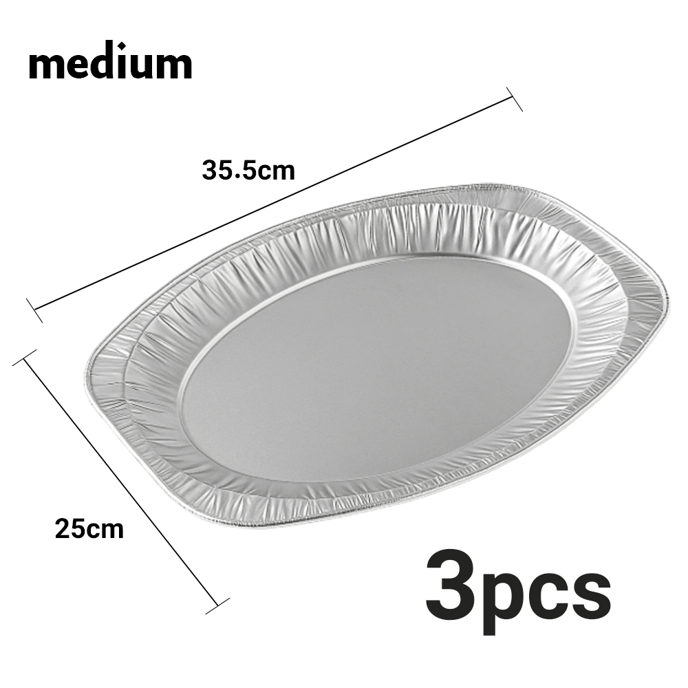 طبق تقديم ألمنيوم بيضاوي