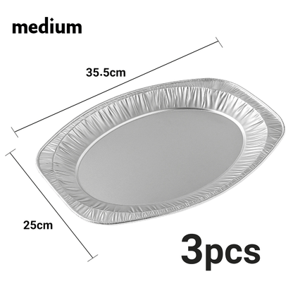 طبق تقديم ألمنيوم بيضاوي