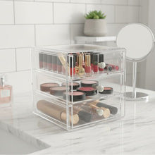 منظم مكياج أكريليك شفاف بثلاثة أدراج