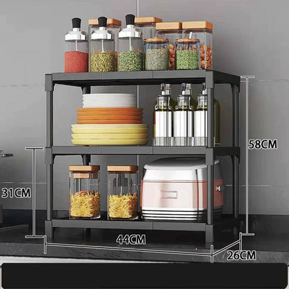 رف تخزين المطبخ ثلاثي الطبقات