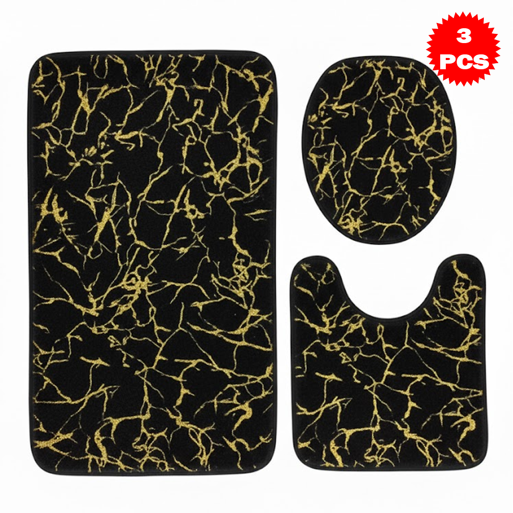 طقم سجاد حمام 3 قطع بنقشة الرخام