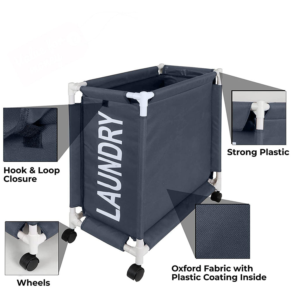 سلة غسيل بعجلات وغطاء