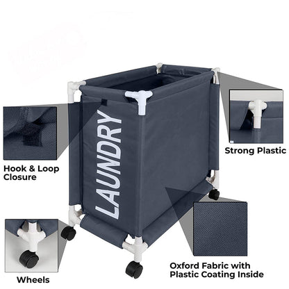 سلة غسيل بعجلات وغطاء