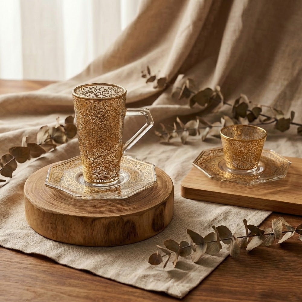 طقم استكانة وفنجان 18قطعة